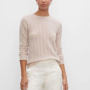 Cashmere Pointelle Crew Neck - Brand New - NEVER WORN - Pale Pink
